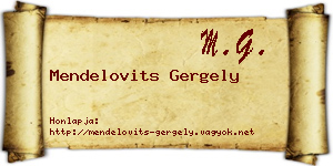 Mendelovits Gergely névjegykártya